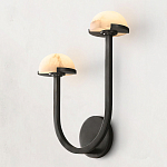 Бра с 2-мя мраморными плафонами на черном корпусе Light Warm Light варинант исполнения - 1 | Loft Concept в Волгограде