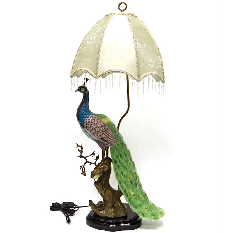 Настольная лампа Peacock Lamp Белый Зеленый Синий Бронза Настольная лампа Peacock Lamp Белый Зеленый Синий Бронза в Волгограде | Loft Concept