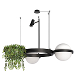 Подвесной светильник с 2-мя шарообразными плафонами и цилиндрическим спотом Light of Еyes варинант исполнения - 2 | Loft Concept в Волгограде