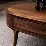 Кофейный стол овальный из дерева с 2-мя ящиками Coffee Walnut Table варинант исполнения - 5 | Loft Concept в Волгограде