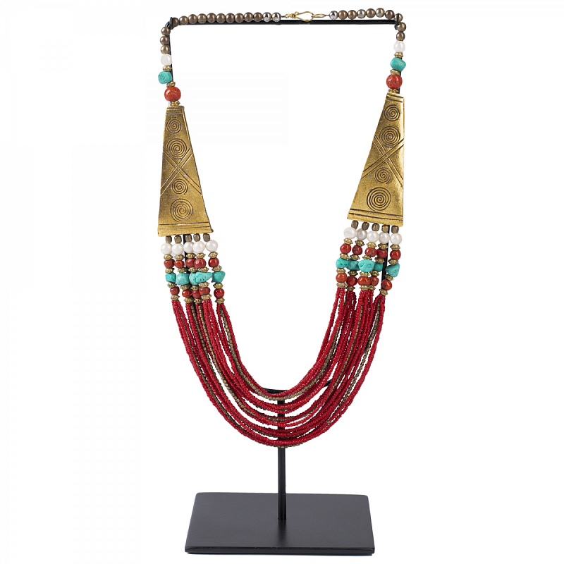 Ожерелье на подставке NECKLACE RED AND BRASS Латунь Красный Ожерелье на подставке NECKLACE RED AND BRASS Латунь Красный в Волгограде | Loft Concept