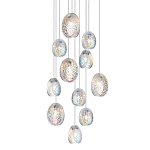 Люстра каскадная с 11-ю круглыми плафонами из рельефного стекла Disc Light варинант исполнения - 1 | Loft Concept в Волгограде