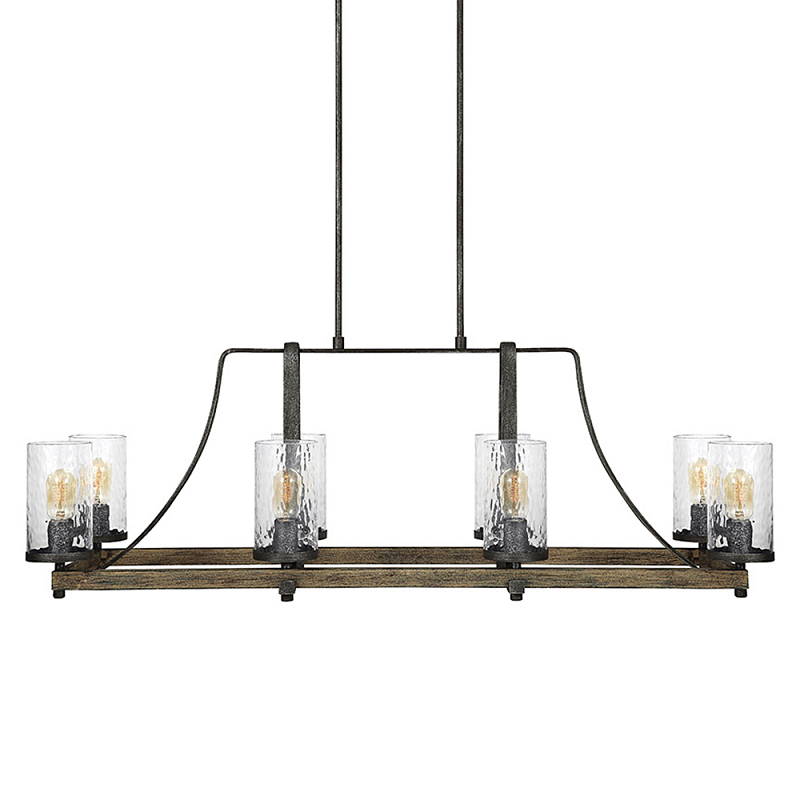 Люстра подвесная с восемью прозрачными стеклянными цилиндрическими плафонами в стиле лофт Feiss Черный Коричневый Прозрачное Стекло в Волгограде | Loft Concept 