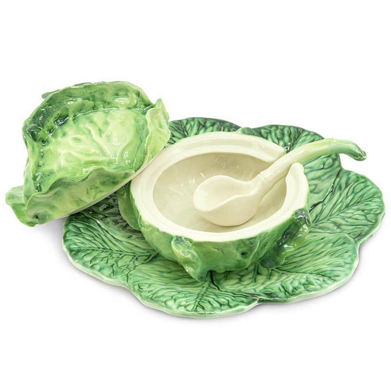 Супница SOUP BOWL CABBAGE W/PLATE D20 Зеленый Супница SOUP BOWL CABBAGE W/PLATE D20 Зеленый в Волгограде | Loft Concept