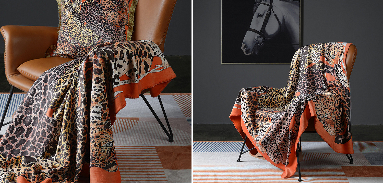 Плед Hermes Leopards Orange Плед Hermes Leopards Orange - Loft-Concept в Волгограде