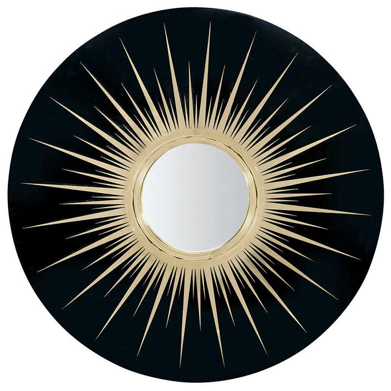 Настенное круглое зеркало Romilly Round Mirror Black Черный Золотой Настенное круглое зеркало Romilly Round Mirror Black Черный Золотой в Волгограде | Loft Concept