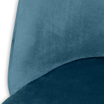 Барный стул со спинкой и металлической подставкой на 4-х деревянных ножках Синий Велюр Vendramin Chair варинант исполнения - 3 | Loft Concept в Волгограде