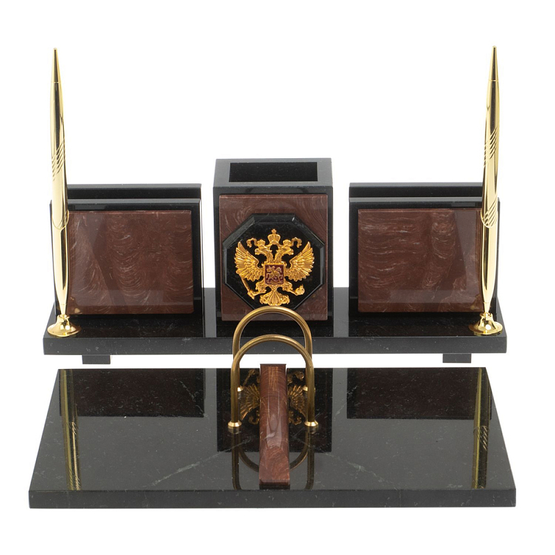 Настольный письменный набор из камня лемезит с гербом России Royal Accessory Золотой Лемезит Настольный письменный набор из камня лемезит с гербом России Royal Accessory Золотой Лемезит в Волгограде | Loft Concept