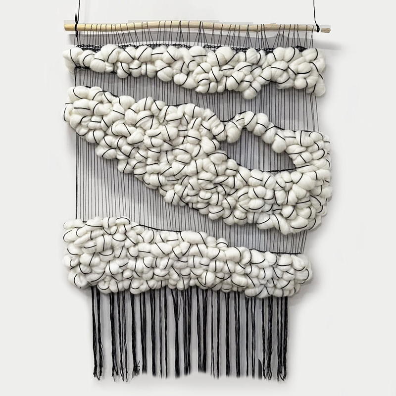 Гобелен из шерсти Облака черные нити Черный в Волгограде | Loft Concept 