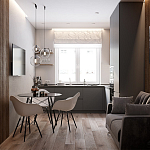 Серый матовый кухонный гарнитур с фасадом под дерево Vincens Kitchen Set варинант исполнения - 2 | Loft Concept в Волгограде