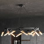 Люстра круглая с трубчатыми лампочками Vanguard Circle варинант исполнения - 3 | Loft Concept в Волгограде