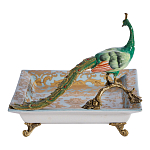 Блюдо квадратное с павлином на бронзовых ножках Eden Garden варинант исполнения - 3 | Loft Concept в Волгограде