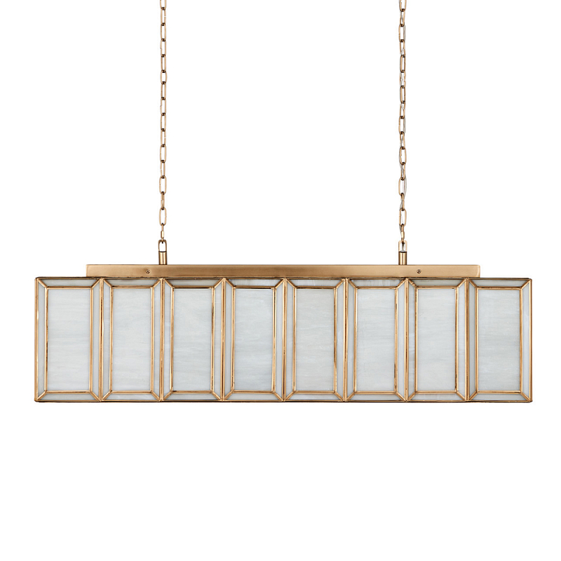 Люстра прямоугольная с каркасом золотого цвета Soft Glow Lamps Золотой Молочный в Волгограде | Loft Concept 