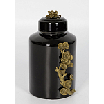 Банка с крышкой из фарфора с бронзовым цветочным элементом Eden Garden варинант исполнения - 2 | Loft Concept в Волгограде