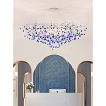 Люстра овальная с синими стеклянными подвесками в форме капель FAIRYTREE Light варинант исполнения - 3 | Loft Concept в Волгограде