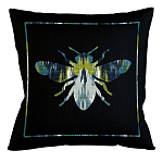 Подушка декоративная пчела сине-зеленый узор Ikat Pattern варинант исполнения - 1 | Loft Concept в Волгограде