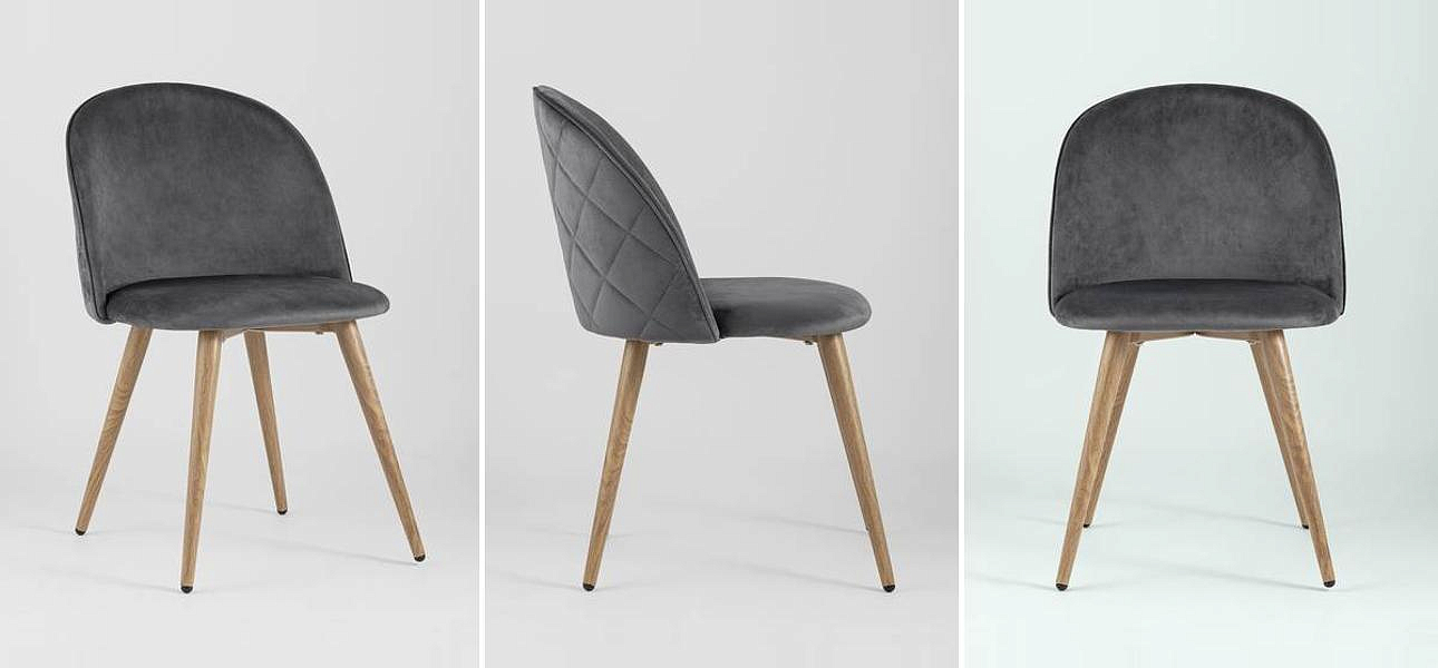 Стул Miruna Chair Спинка Ромбы Серый Велюр Стул Miruna Chair Спинка Ромбы Серый Велюр - Loft-Concept в Волгограде