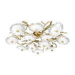 Потолочная люстра круглая ветвистыми бронзовыми элементами и стеклянными рифлеными дисками Textured Glass Chandelier варинант исполнения - 3 | Loft Concept в Волгограде