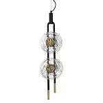 Подвесной светильник с 2-мя прозрачными стеклянными плафонами и золотистыми центральными вставками Virelia  варинант исполнения - 1 | Loft Concept в Волгограде