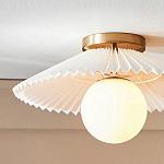 Потолочный светильник с белым плиссированным абажуром Headquarters варинант исполнения - 2 | Loft Concept в Волгограде