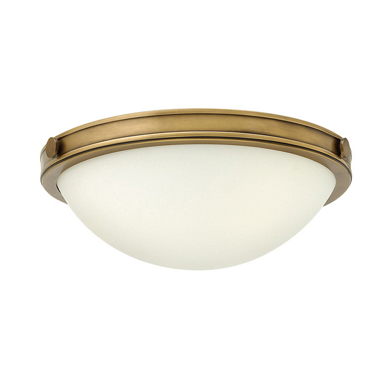 Потолочный светильник цвета латунь с полусферическим матовым белым плафоном Hinkley Латунь Белый в Волгограде | Loft Concept 