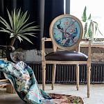 Полукресло из массива бука с сиденьем из экокожи и цветочным принтом на спинке Chinoiserie Garden Chair варинант исполнения - 5 | Loft Concept в Волгограде