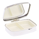 Таблетница карманная прямоугольная с 2-мя отделениями с зеркалом и накладкой из натурального камня Оникс Silver Stone Pillboxes варинант исполнения - 3 | Loft Concept в Волгограде