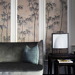 Обои ручная роспись Distant Bamboo Special Colourway on Lead Grey dyed silk варинант исполнения - 2 | Loft Concept в Волгограде