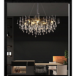 Люстра черная с прозрачными стеклянными подвесками в форме капель FAIRYTREE Light варинант исполнения - 5 | Loft Concept в Волгограде