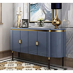 Дизайнерский комод синий глянцевый с золотыми ручками на 4-х дверцах Martin варинант исполнения - 1 | Loft Concept в Волгограде