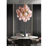 Люстра розовые шары на золотом каркасе Pink Light Bubbles варинант исполнения - 3 | Loft Concept в Волгограде
