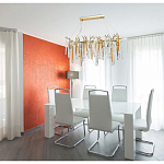 Люстра линейная золотого цвета с декоративными ветвями и длинными стеклянными подвесками в форме сосулек Droplet Chandelier варинант исполнения - 10 | Loft Concept в Волгограде