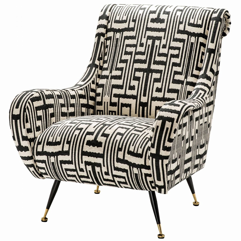 Кресло Eichholtz Chair Giardino Ozbek Black Черно-белый Латунь Кресло Eichholtz Chair Giardino Ozbek Black Черно-белый Латунь в Волгограде | Loft Concept