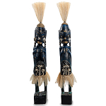 Комплект из 2-х деревянных статуэток Asmat Straw Headdress Statuettes Dark Blue варинант исполнения - 5 | Loft Concept в Волгограде