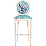 Барный стул из массива бука с изображением птиц и цветов Turquoise Beige Chinoiserie Garden Chair варинант исполнения - 1 | Loft Concept в Волгограде