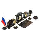 Настольный письменный набор с часами из природного камня обсидиана National Еmblem варинант исполнения - 2 | Loft Concept в Волгограде