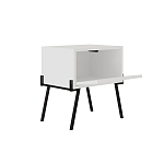 Прикроватная тумба белая с откидной резной дверцей на 4-х металлических ножках NAIVE NIGHTSTAND WHITE варинант исполнения - 1 | Loft Concept в Волгограде