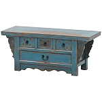 Деревянная ТВ-тумба в китайском стиле с 4-мя ящиками и резным декором голубая Luo Chinese TV Stand Blue варинант исполнения - 2 | Loft Concept в Волгограде