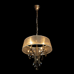Люстра подвесная круглая с тканевым полупрозрачным абажуром и подвесками 4 лампы Gilded Elegance варинант исполнения - 3 | Loft Concept в Волгограде