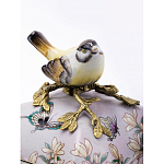 Шкатулка фиолетового цвета с рисунком бабочек и крышкой с фигуркой птицы на ветке Eden Garden варинант исполнения - 4 | Loft Concept в Волгограде