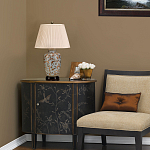 Настольная лампа с фарфоровым основанием нежно голубого цвета с золотистым цветочным рисунком и бежевым плиссированным абажуром Elstead Lighting варинант исполнения - 5 | Loft Concept в Волгограде