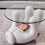 Дизайнерский журнальный стол с круглой прозрачной столешницей на белом фигурном основании Luqak варинант исполнения - 2 | Loft Concept в Волгограде