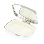 Таблетница карманная прямоугольная с 2-мя отделениями с зеркалом и накладкой из натурального камня Жадеит Silver Stone Pillboxes варинант исполнения - 3 | Loft Concept в Волгограде