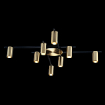 Потолочный светильник с 8-ю цилиндрическими плафонами цвета латунь TRIBES CHANDELIER варинант исполнения - 1 | Loft Concept в Волгограде