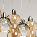 Люстра с 3-мя плафонами волнообразной формы цвета янтарь и 2-мя прозрачными шарообразными плафонами Lucid Rain  варинант исполнения - 8 | Loft Concept в Волгограде