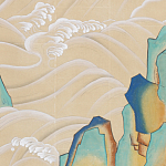 Обои ручная роспись Matsushima Waves Kano on Edo Straw India tea paper варинант исполнения - 2 | Loft Concept в Волгограде