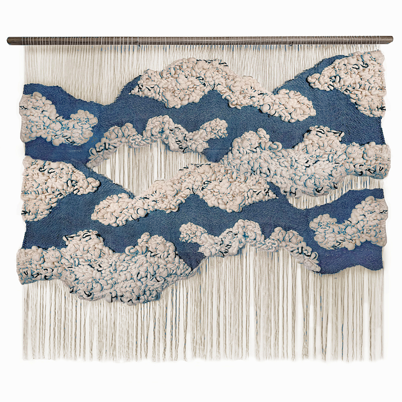 Большой дизайнерский Гобелен Misty Morning III Blue ivory ( слоновая кость ) Синий в Волгограде | Loft Concept 