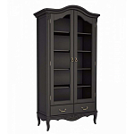 Шкаф книжный черный из массива бука со стеклянными дверцами и 5-ю полками Black Provence варинант исполнения - 1 | Loft Concept в Волгограде