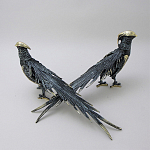 Статуэтка бронзовая пара Фазаны синие Bronze Birds варинант исполнения - 3 | Loft Concept в Волгограде