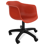 Стул пластиковый красного цвета на колесиках с подъемно-поворотным механизмом Eames Red варинант исполнения - 1 | Loft Concept в Волгограде